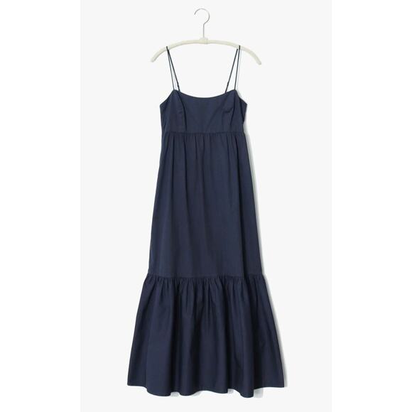 XIRENA Freya Dress Navy Blue Cotton Smocked Maxi Ruffle Hem Tuckernuck - Picture 8 of 14